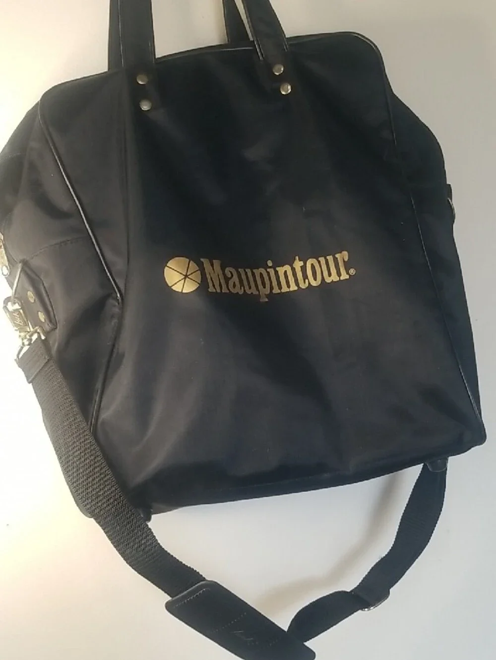 Black Men's Travel Tote Bag with Gold Logo
